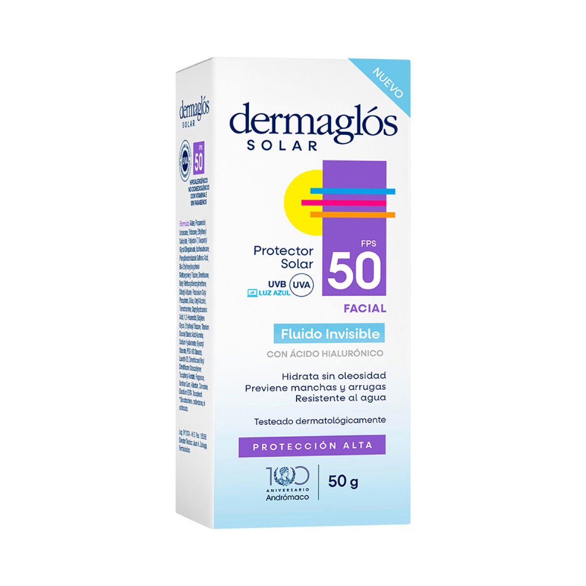 Dermagl&oacute;s Solar Protector Solar con FPS 50 Fluido Facial Emulsi&oacute;n por 50 g image number 3