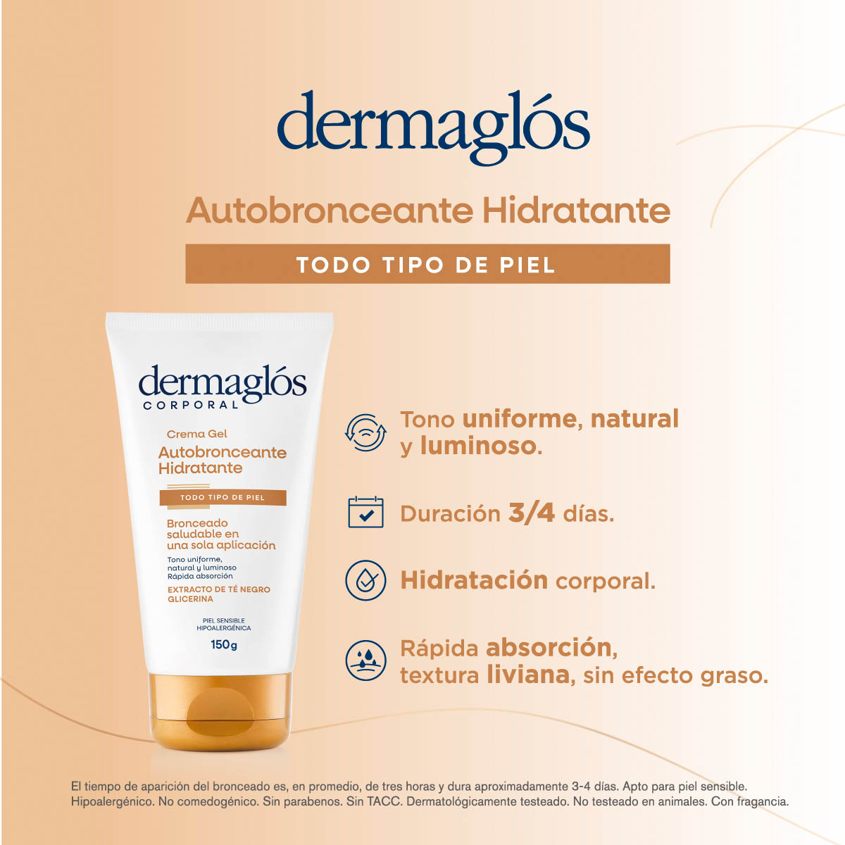 Dermaglós Corporal Autobronceante 150 g image number 3
