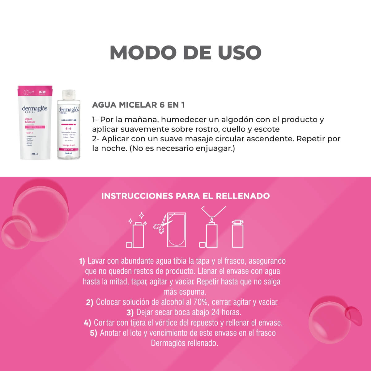 Kit Dermaglós Agua Micelar 200 ml + Refill 200 ml image number 2