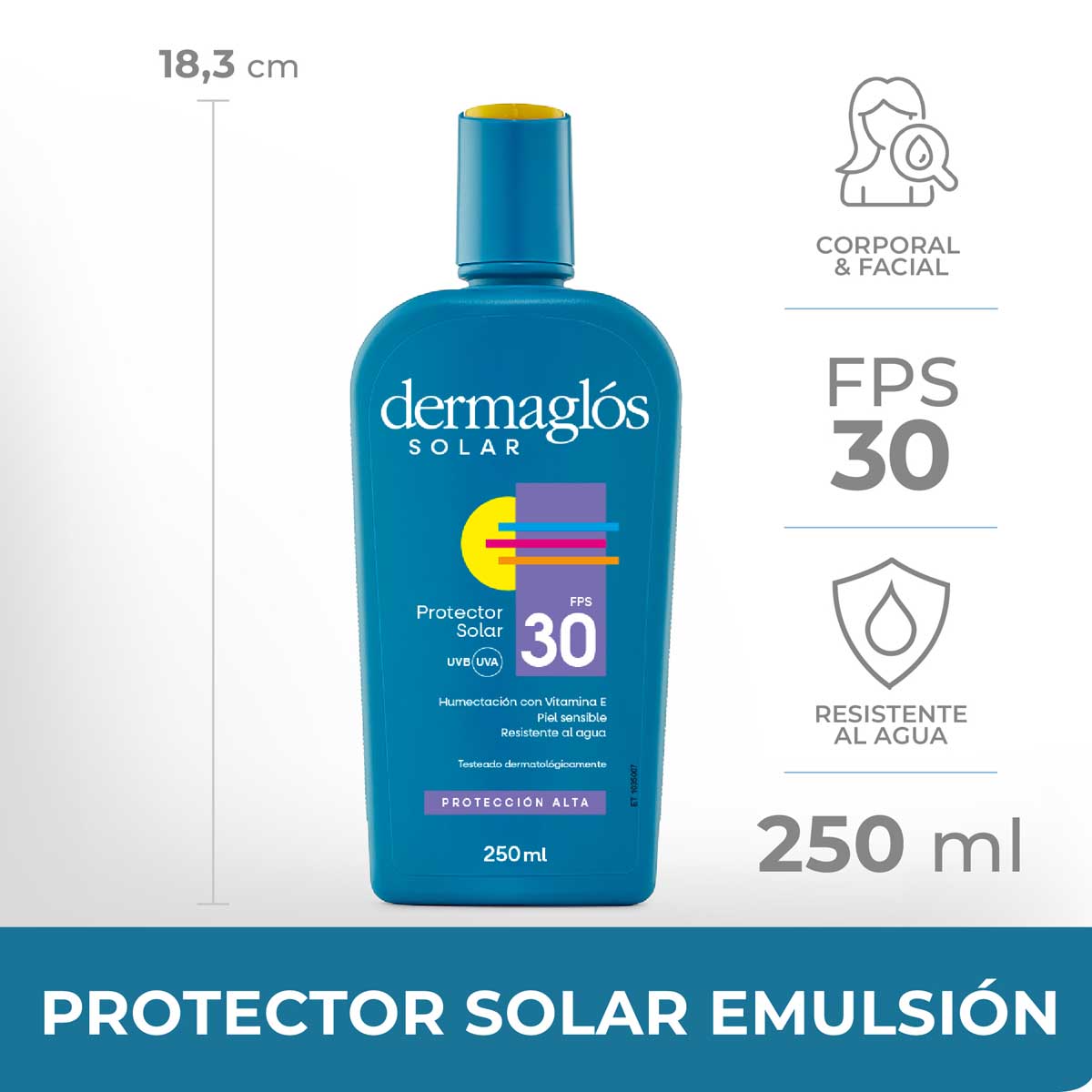 Dermagl&oacute;s Solar Protector Solar con FPS 30 250 ml image number 6