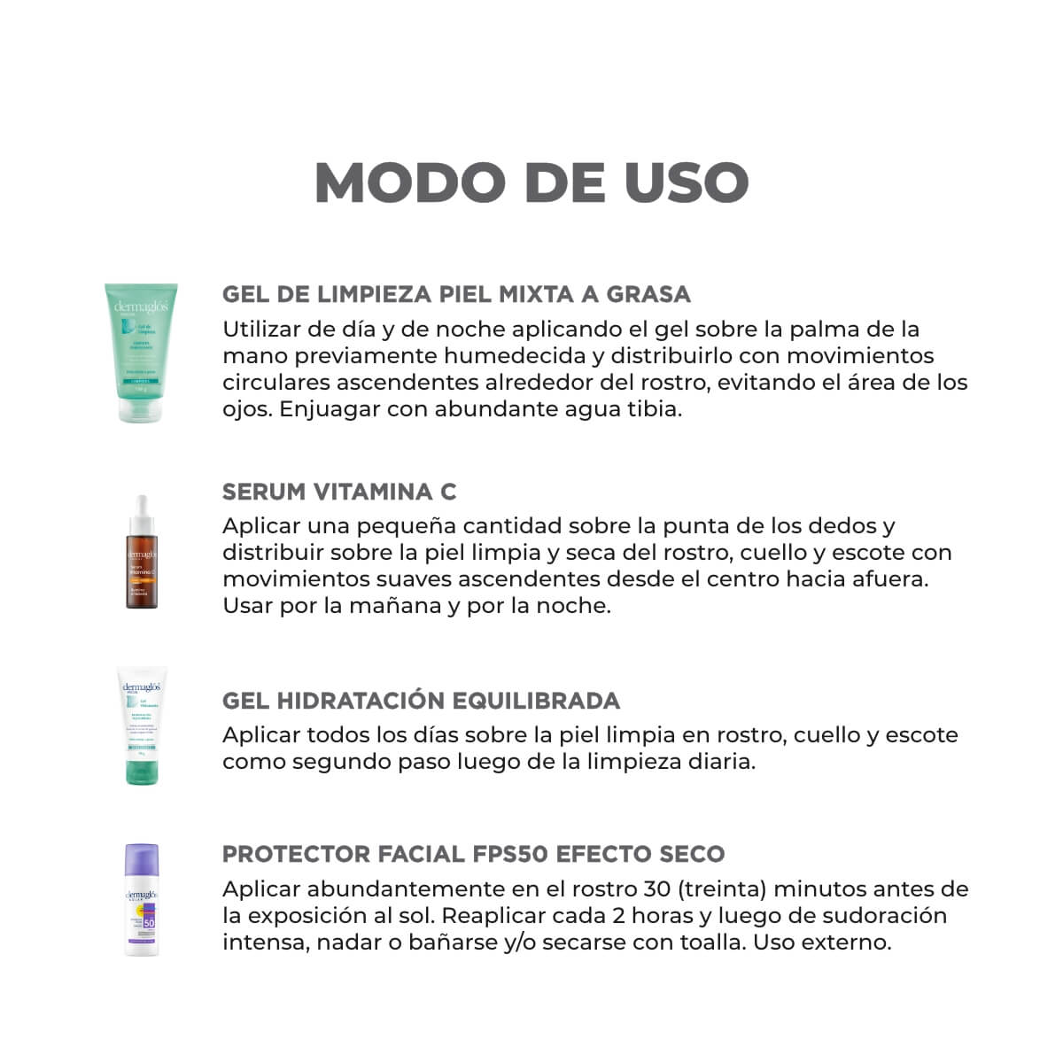 Kit Facial Dermaglós Rutina Piel Mixta a Grasa + Serum Vit C image number 2