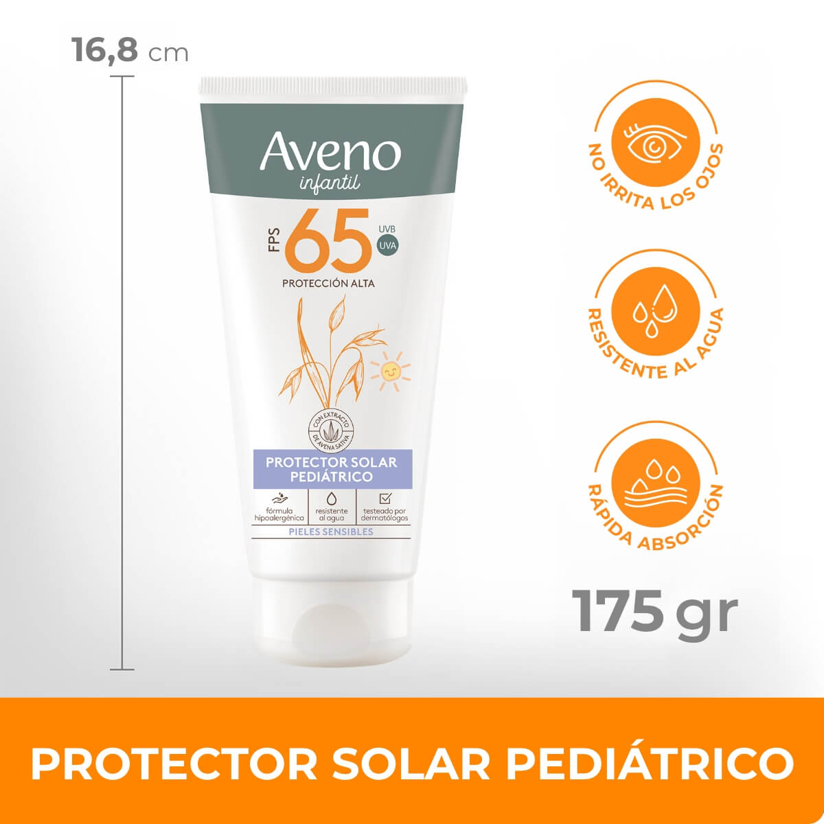 Protector Solar Aveno Infantil FPS 65 175 ml image number 5