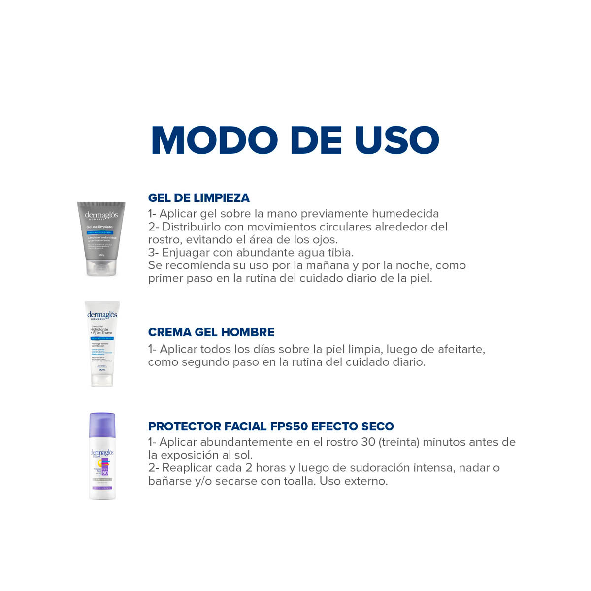 Kit Facial Dermaglós Hombres Rutina Express de Día  image number 2