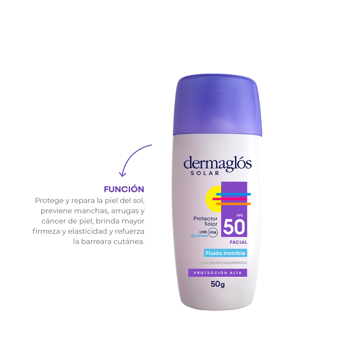 Dermagl&oacute;s Solar Protector Solar con FPS 50 Fluido Facial Emulsi&oacute;n por 50 g image number 6