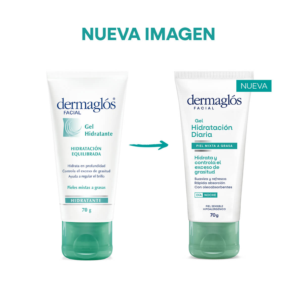 Dermagl&oacute;s Facial Gel Hidrataci&oacute;n Diaria Piel Mixta a Grasa 70 g image number 1