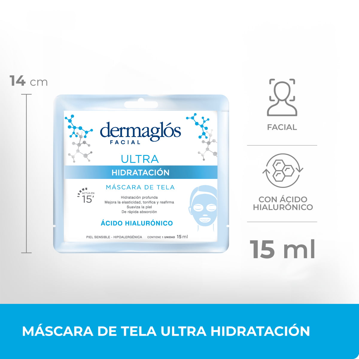 M&aacute;scara de Tela Dermagl&oacute;s Ultra Hidrataci&oacute;n 15ml image number 4