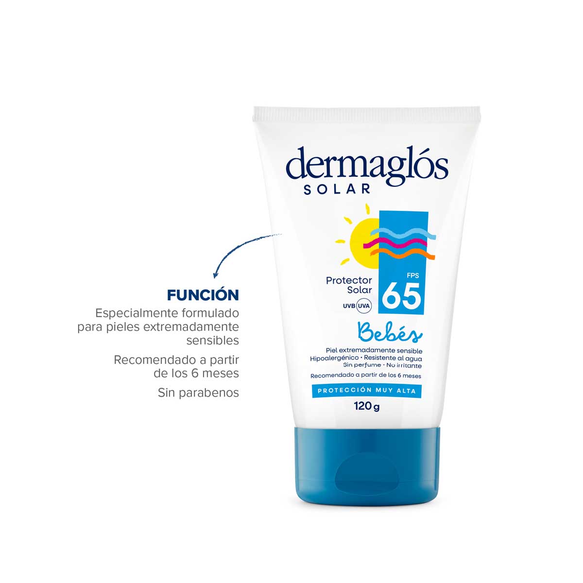 Protector Solar Beb&eacute;s Dermagl&oacute;s FPS 65 crema 120 g image number 5