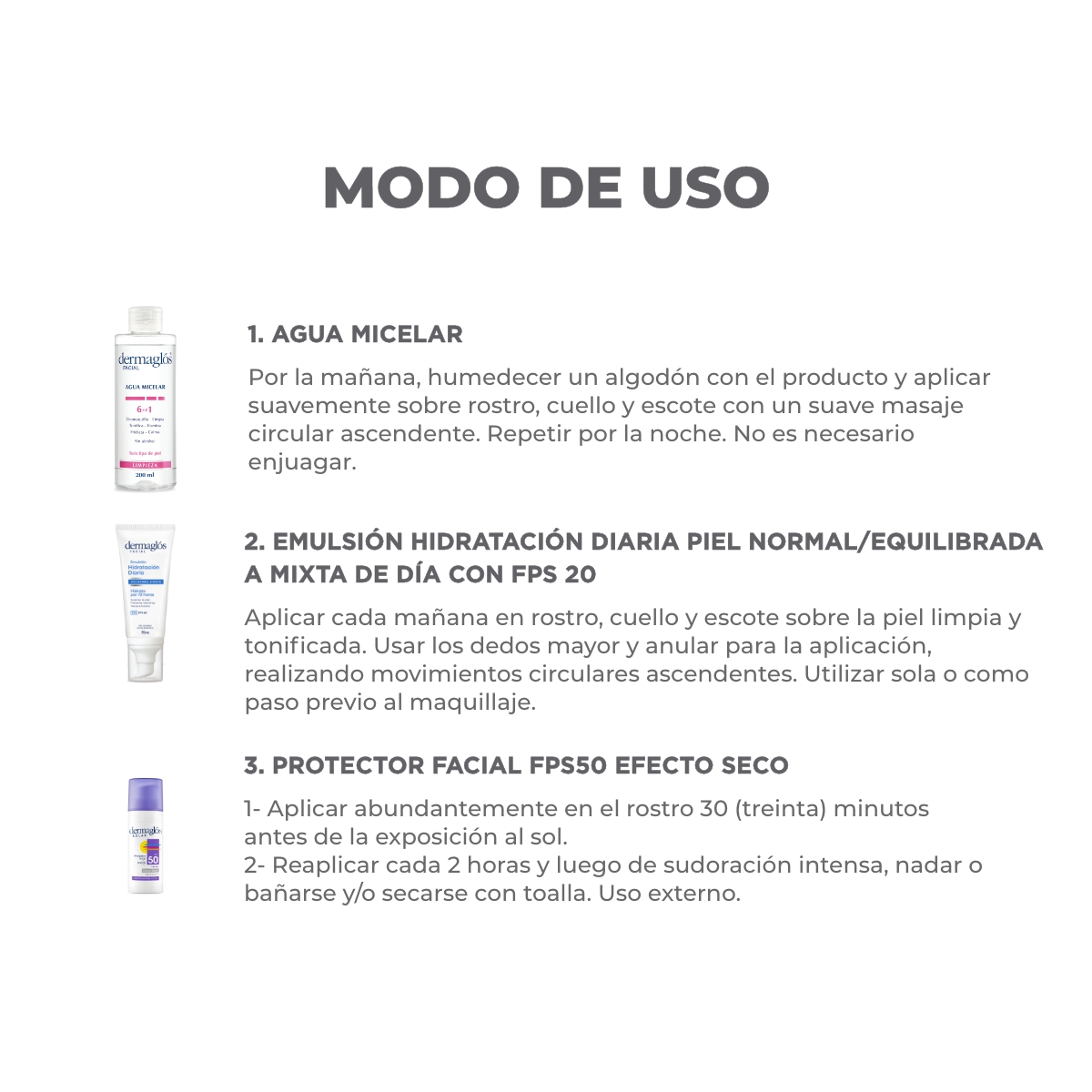 Kit Facial Dermaglós Rutina Piel Normal -Equilibrada a Mixta image number 2