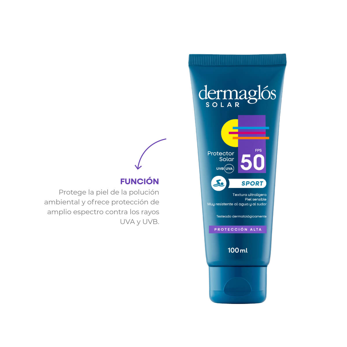 Protector Solar Dermaglós FPS 50 Sport Emulsión 100ml image number 4