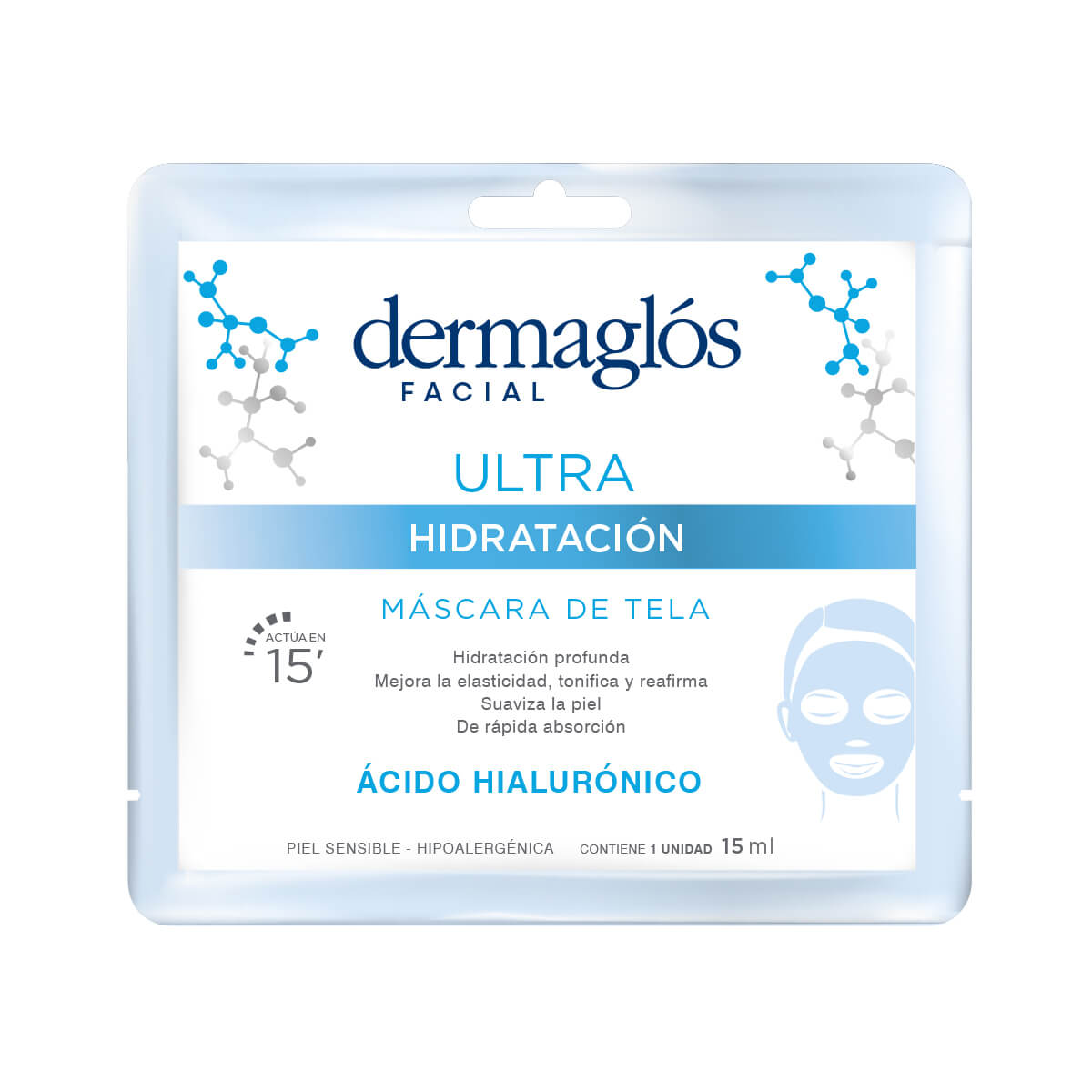 M&aacute;scara de Tela Dermagl&oacute;s Ultra Hidrataci&oacute;n 15ml image number 0