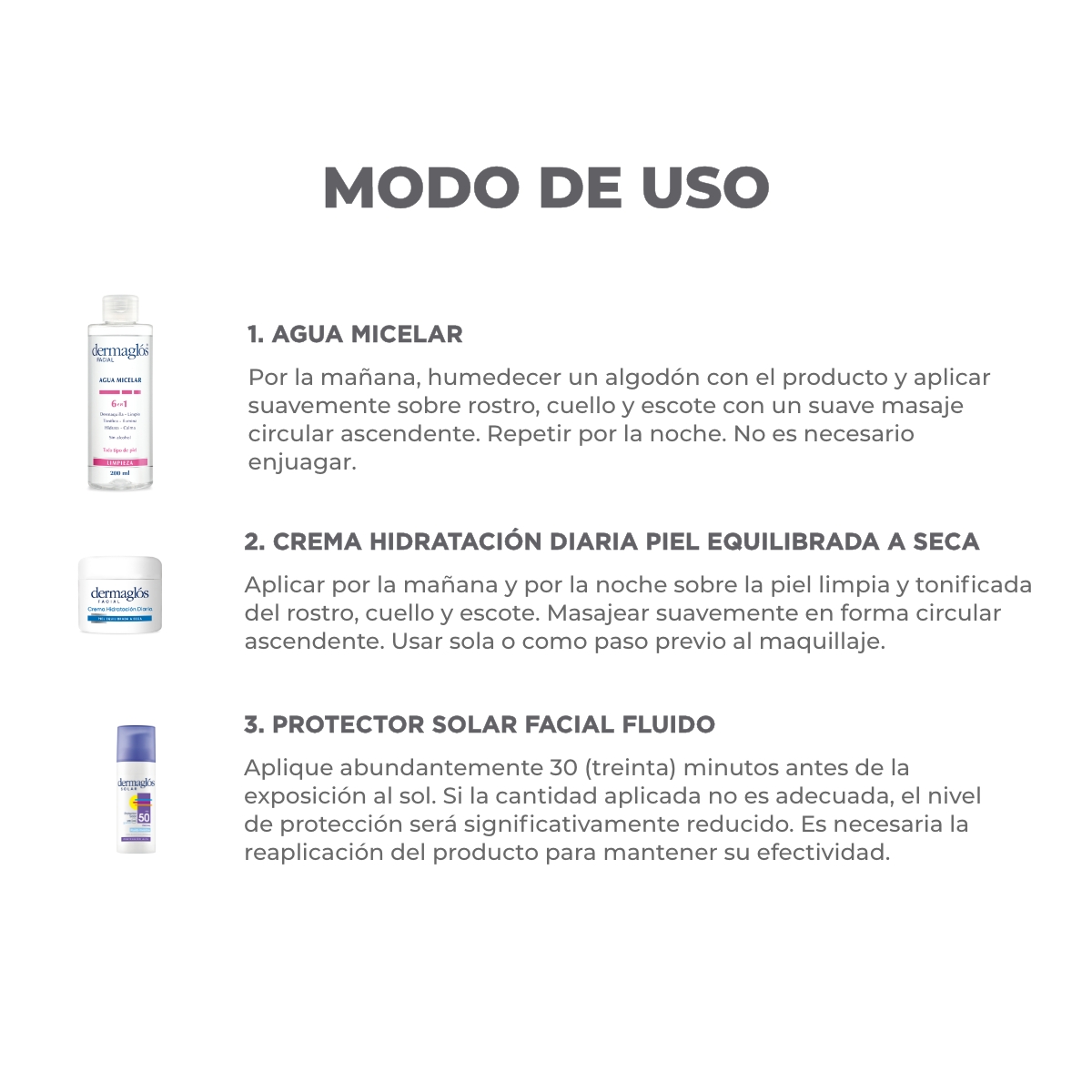 Kit Facial Dermaglós Rutina Piel Normal - Equilibrada a Seca image number 1