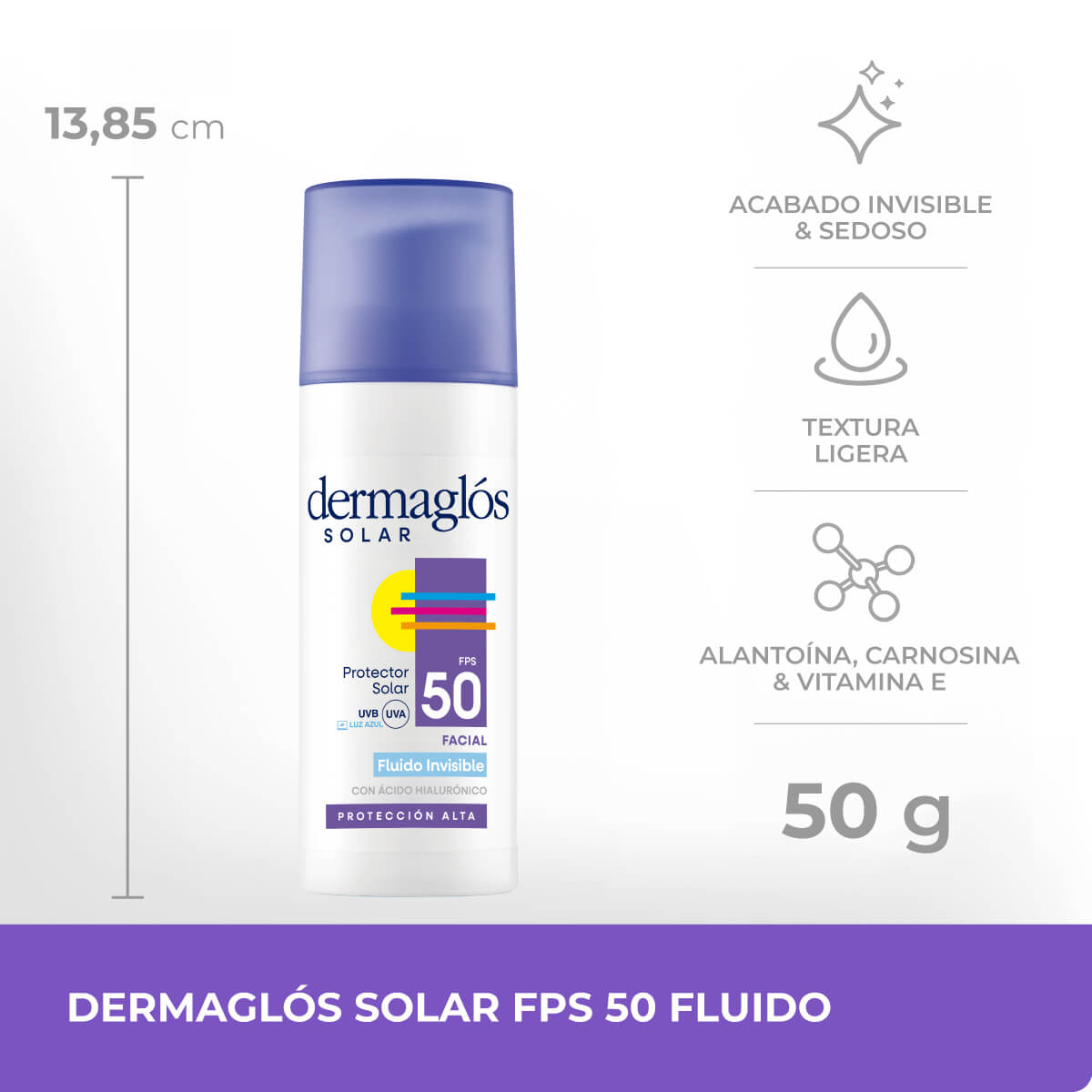 Dermaglós Solar Protector Solar con FPS 50 Fluido Facial Emulsión por 50 g image number 7