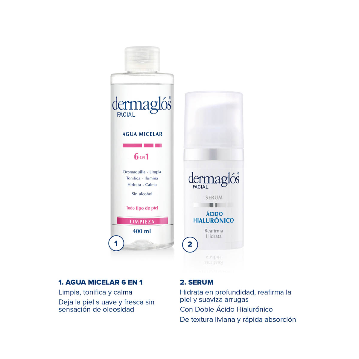 Kit Facial Dermaglós Agua Micelar + Serum image number 1
