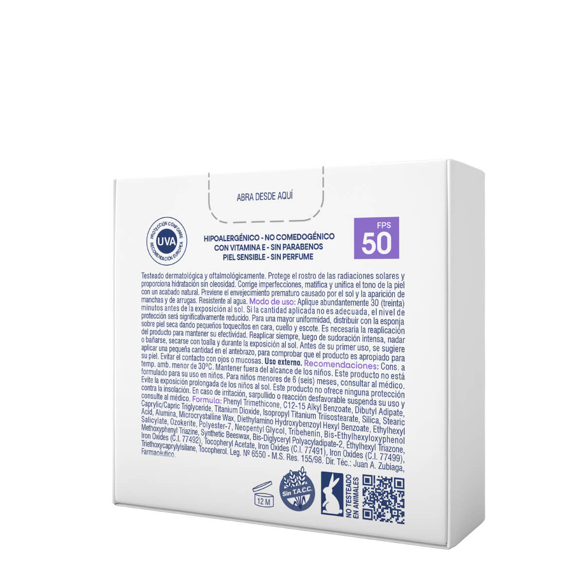 Protector Solar Facial Crema Compacta FPS 50 con Color Tono 1 image number 5