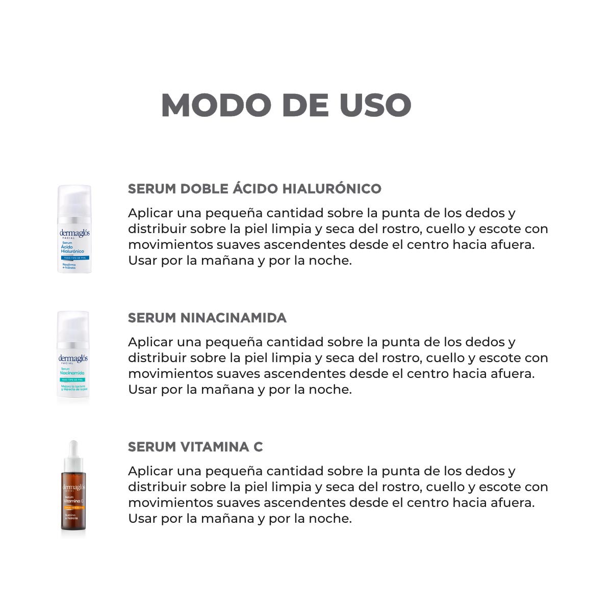 Kit Dermagl&oacute;s Serums &Aacute;cido Hialur&oacute;nico + Niacinamida + Vitamina C image number 2