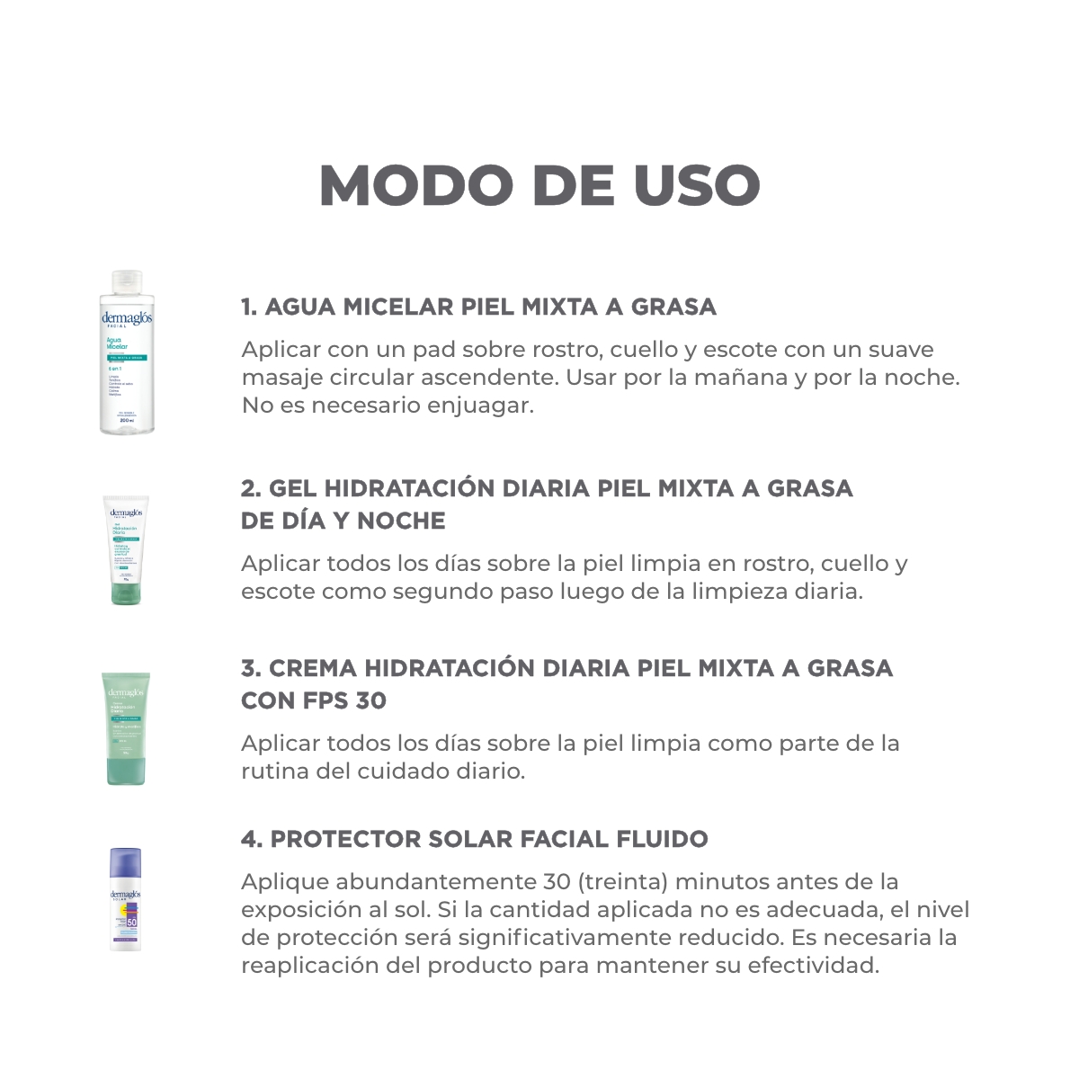 Kit Facial Dermaglós Rutina Piel Mixta + Protector Solar image number 1