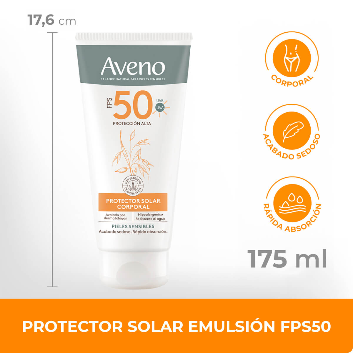 Protector Solar Aveno Emulsi&oacute;n Corporal FPS 50 175 ml image number 4