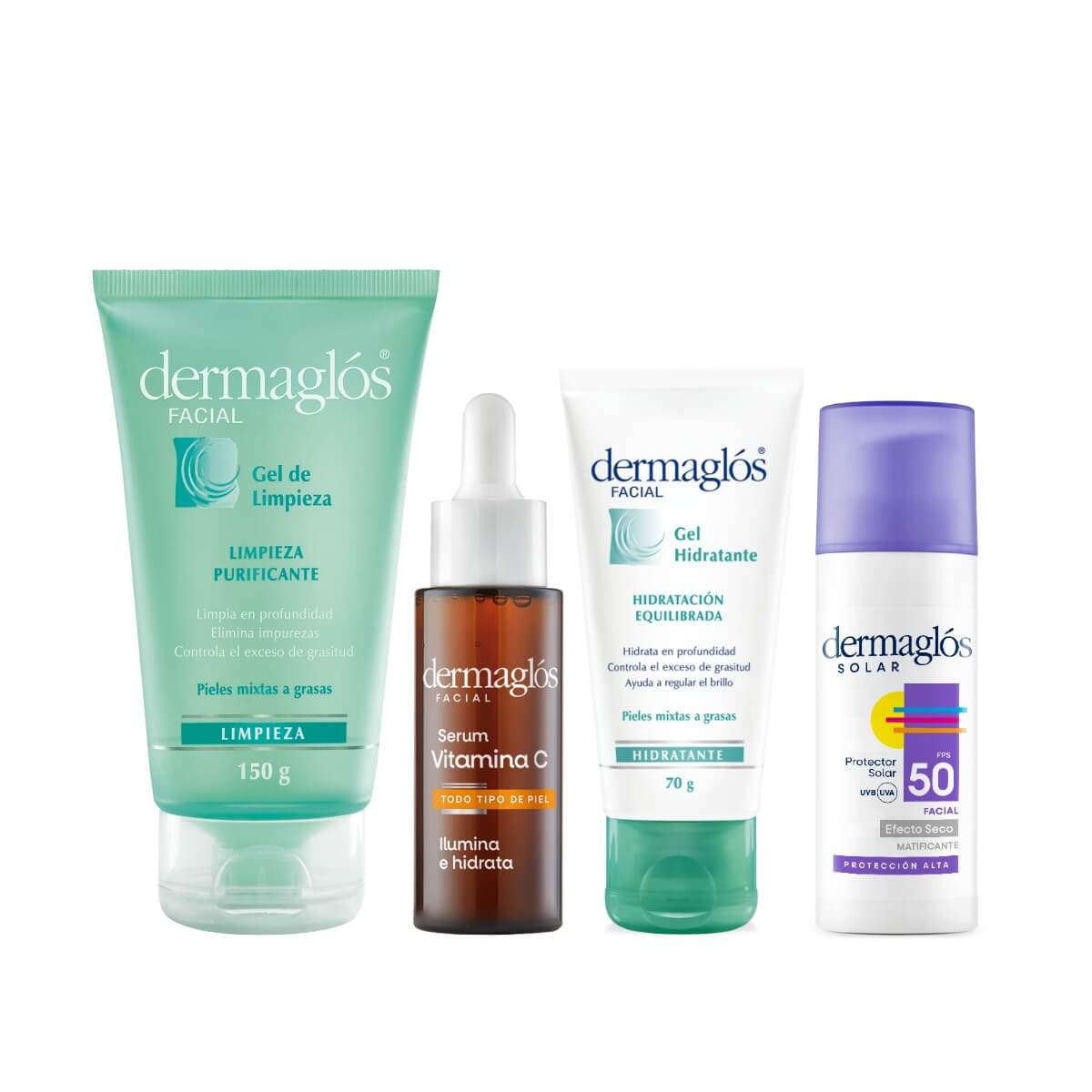Kit Facial Dermagl&oacute;s Rutina Piel Mixta a Grasa + Serum Vit C