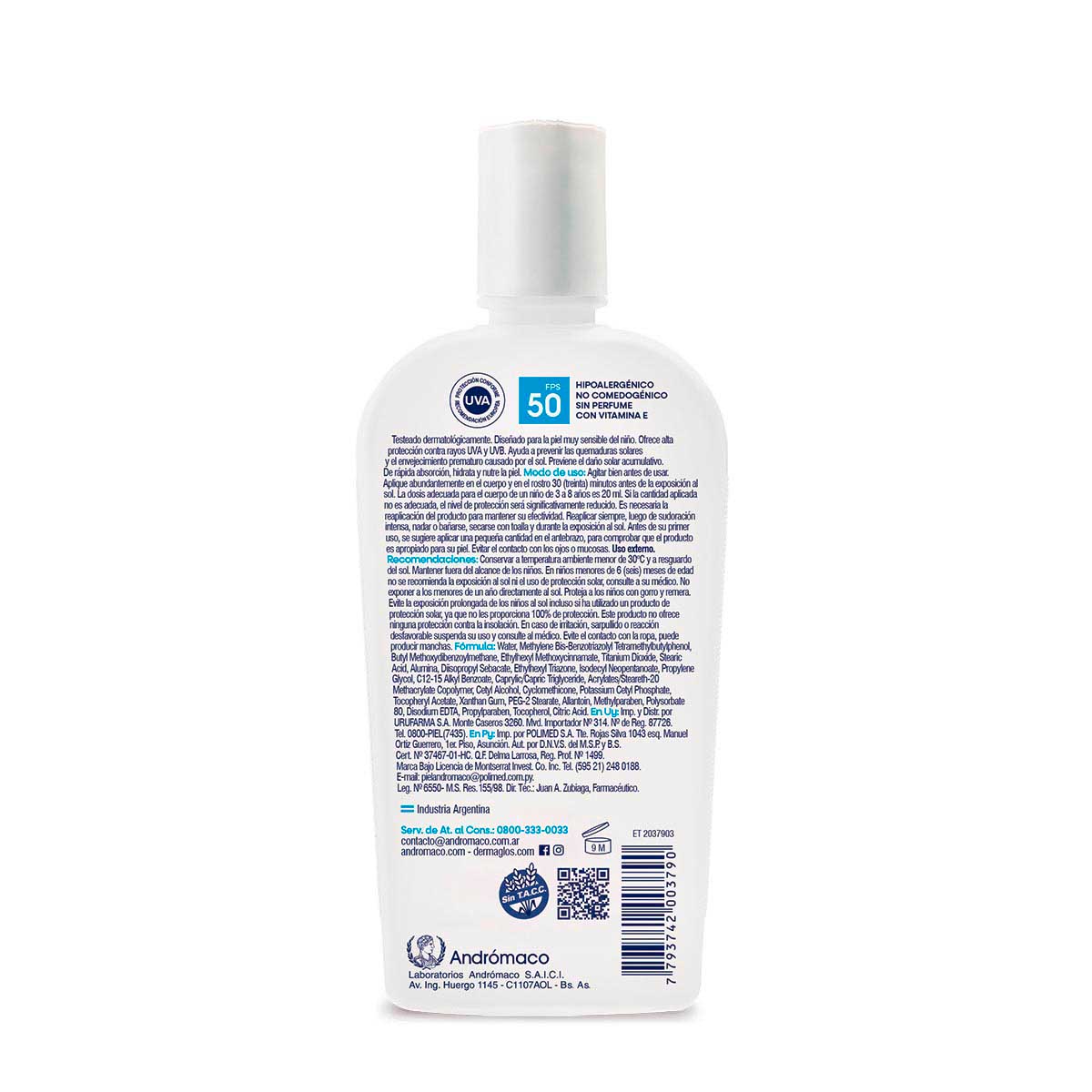 Protector Solar Ni&ntilde;os Dermagl&oacute;s FPS 50 emulsi&oacute;n 180 ml