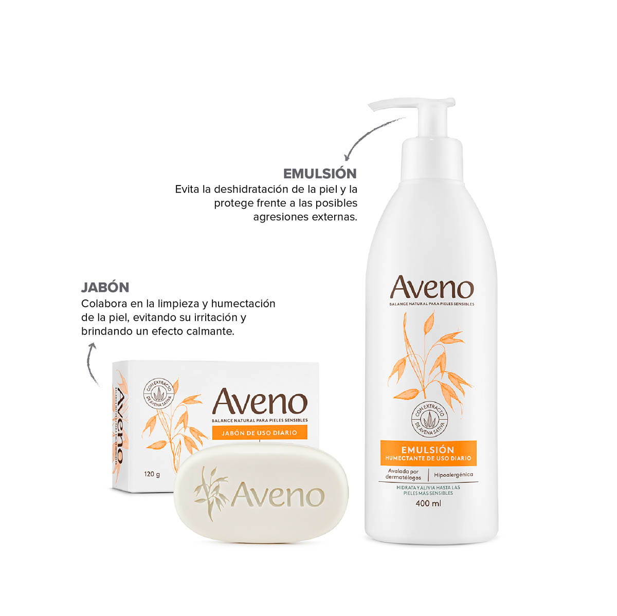 Kit Limpieza Hidratación Aveno Emulsión + Jabón image number 1