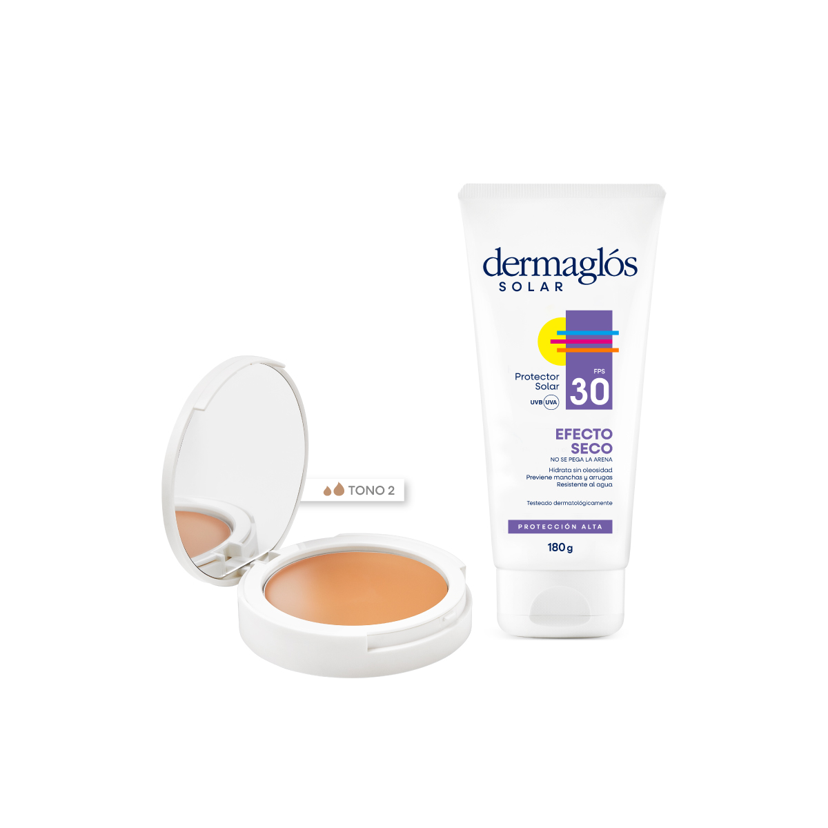 Kit Protector Solar Dermaglós Corporal FPS 30 + Compacta T2 image number 0