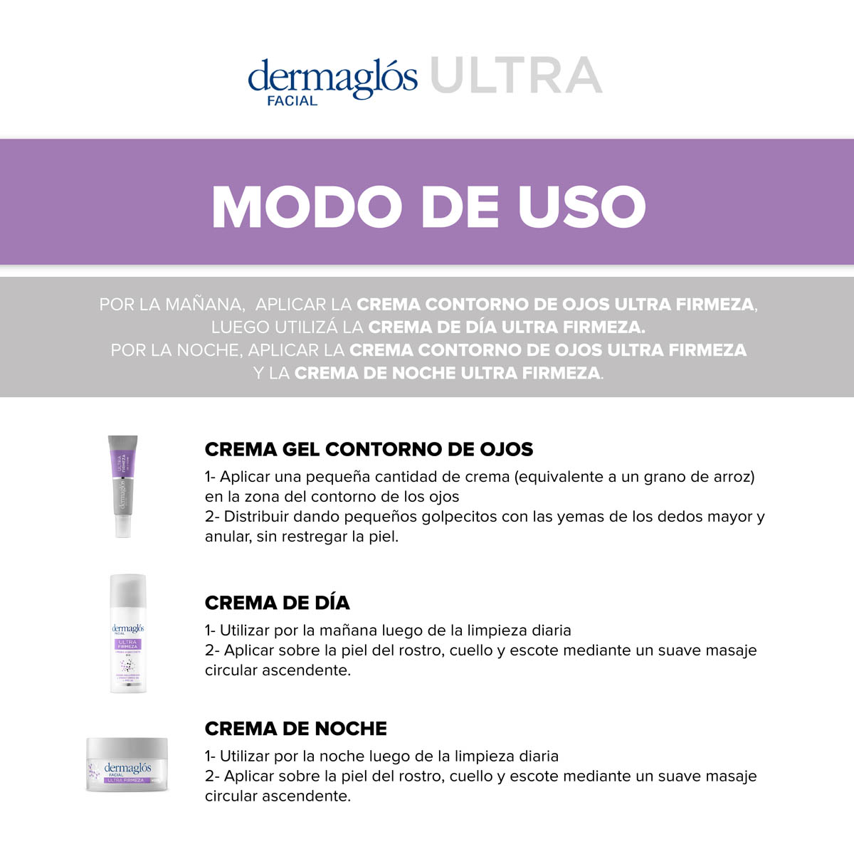 Kit Facial Dermagl&oacute;s Ultra Firmeza Crema D&iacute;a y Noche Ojos image number 4