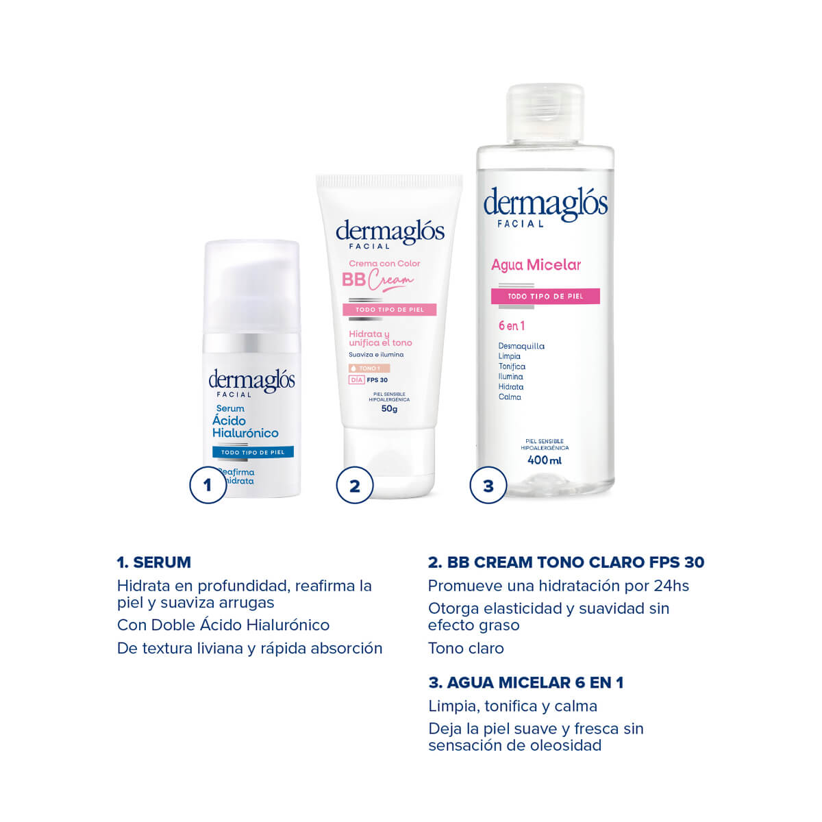 Kit Rutina Facial de d&iacute;a Dermagl&oacute;s Experta con Color image number 1