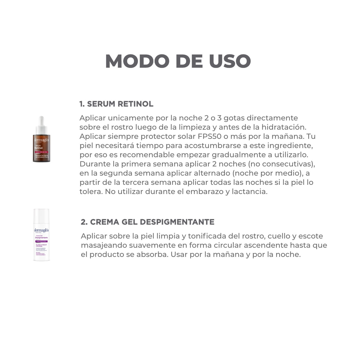 Kit Facial Dermagl&oacute;s Serum Retinol + Crema Despigmentante image number 2
