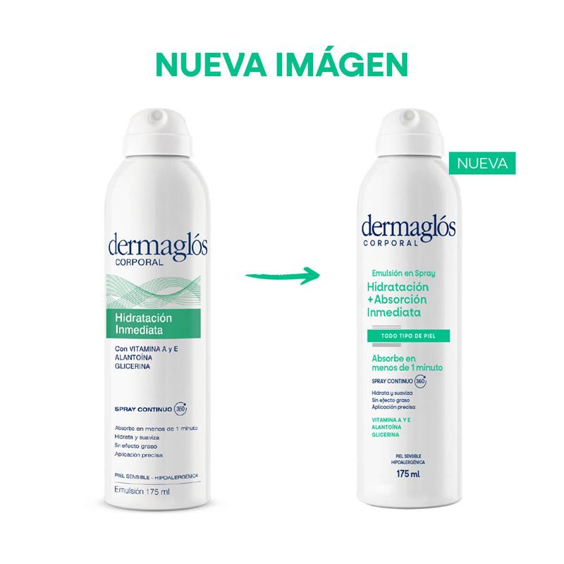 Dermagl&oacute;s Corporal Emulsi&oacute;n Hidrataci&oacute;n Inmediata en Spray Continuo 175 ml image number 1