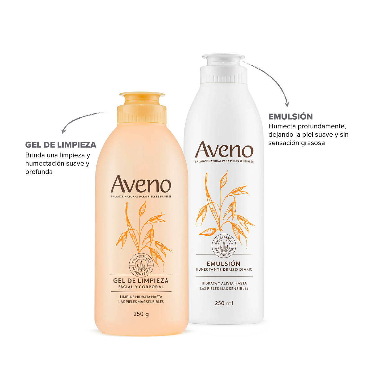 Kit Cuidado Facial y Corporal Aveno Limpieza +Emulsión 250ml image number 1