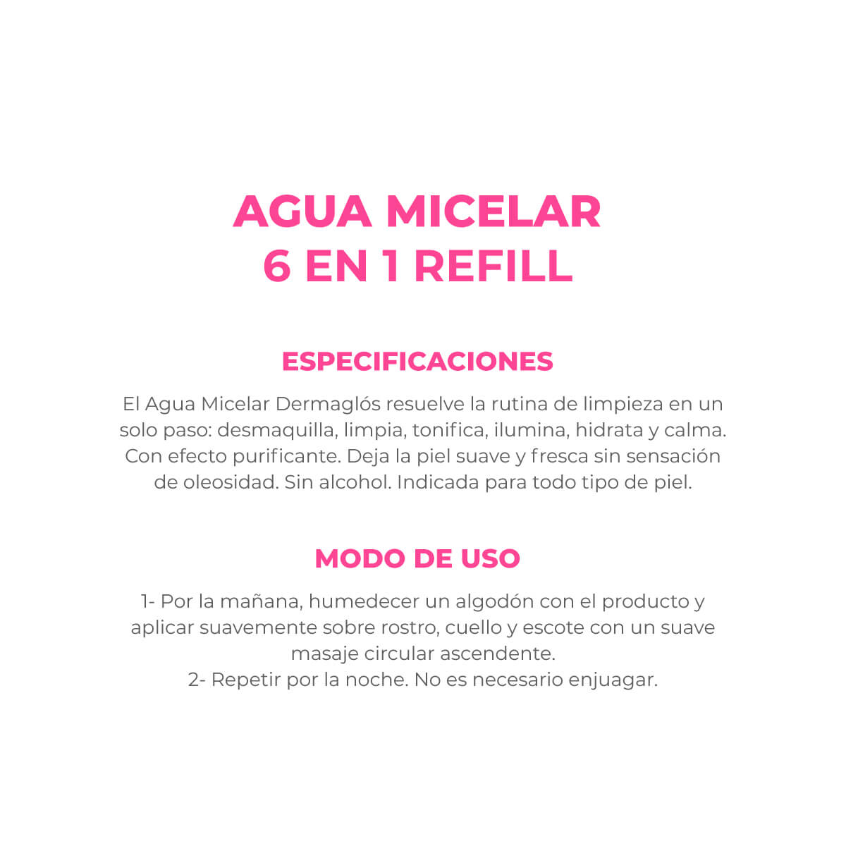 Agua Micelar Dermagl&oacute;s 6 en 1 Refill 200ml image number 2