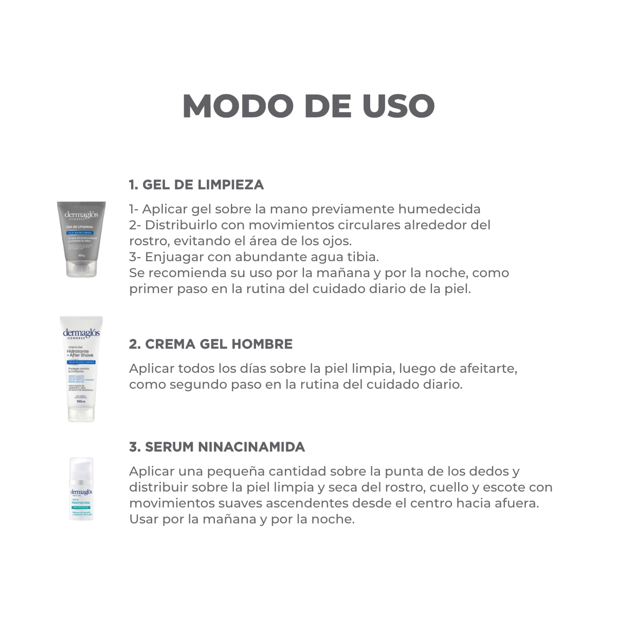 Kit Facial Dermagl&oacute;s Hombres Rutina Express Niacinamida image number 2