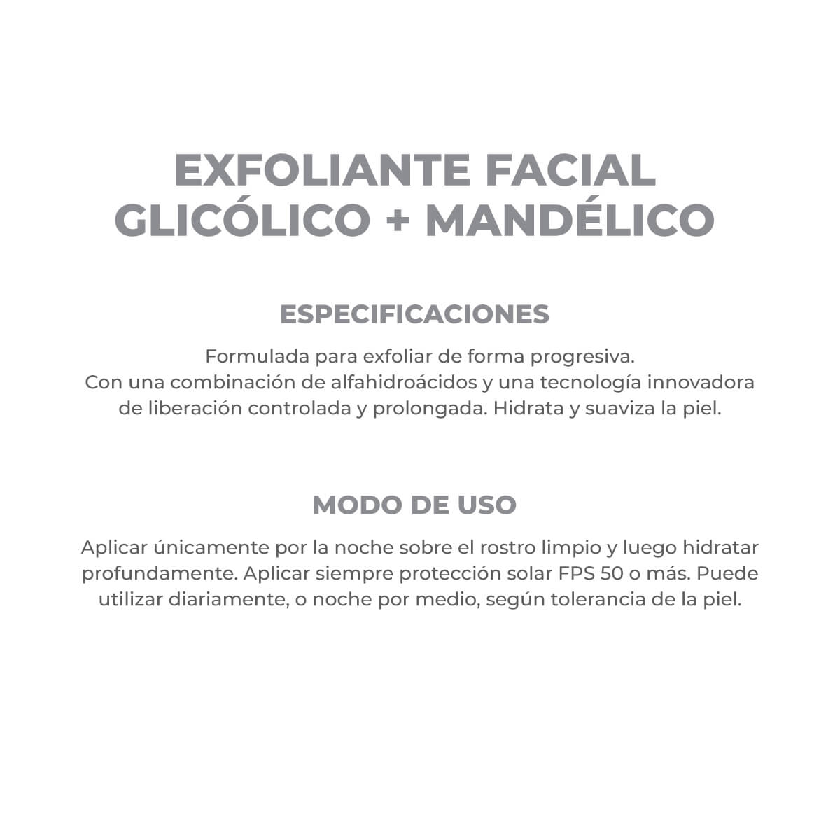 Exfoliante Facial Peeling Glic&oacute;lico y Mand&eacute;lico Dermagl&oacute;s 50 ml image number 5