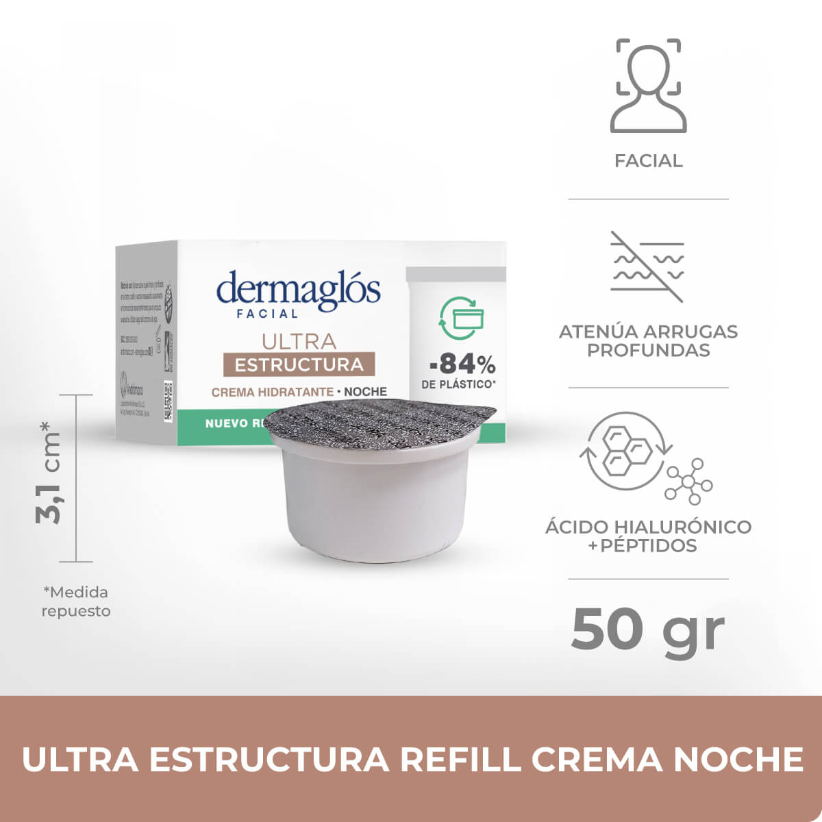 Crema Dermagl&oacute;s Hidratante de Noche Ultra Estructura Repuesto 50 g image number 8