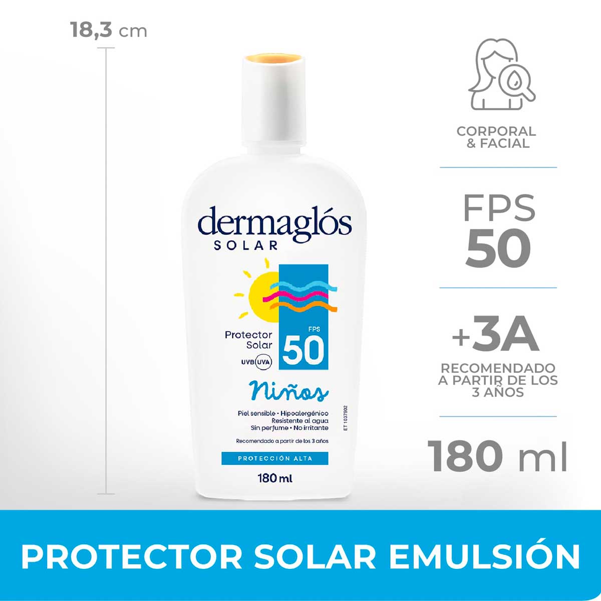 Protector Solar Ni&ntilde;os Dermagl&oacute;s FPS 50 emulsi&oacute;n 180 ml image number 6