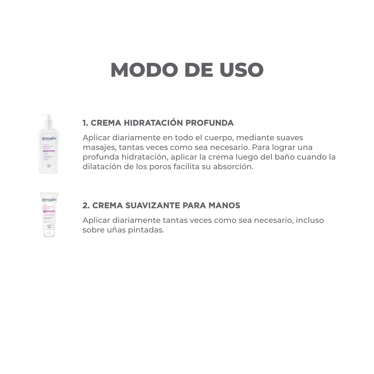 Kit Hidratación Corporal Dermaglós Crema Manos y Emulsión image number 2