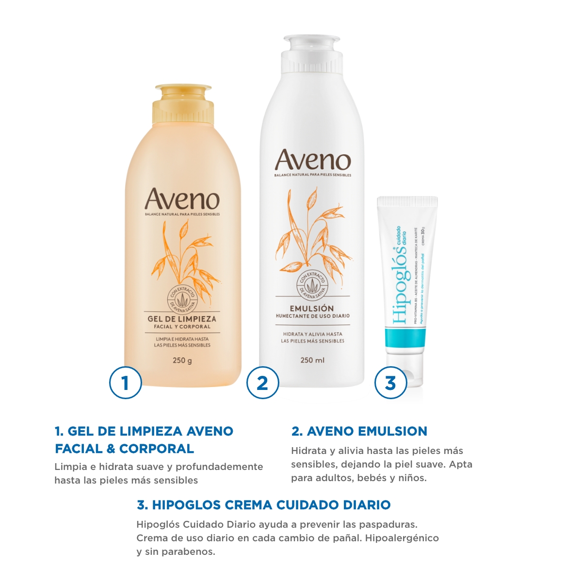 Kit Facial y Corporal Aveno + Hipogl&oacute;s CD 