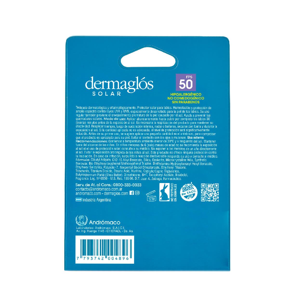 Protector Solar Labial Dermagl&oacute;s FPS 50 3.4 g image number 2