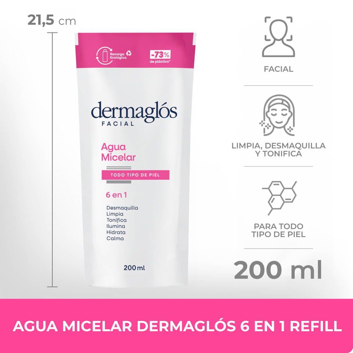 Agua Micelar Dermagl&oacute;s 6 en 1 Refill 200ml image number 7