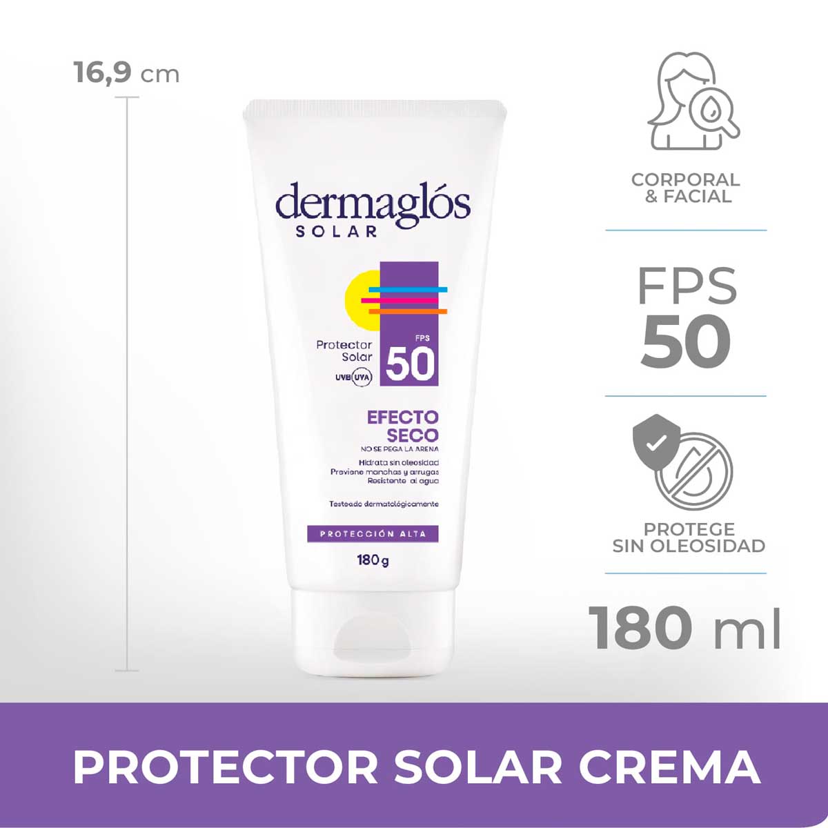 Protector Solar Dermaglós FPS 50 Efecto Seco crema 180 ml image number 5