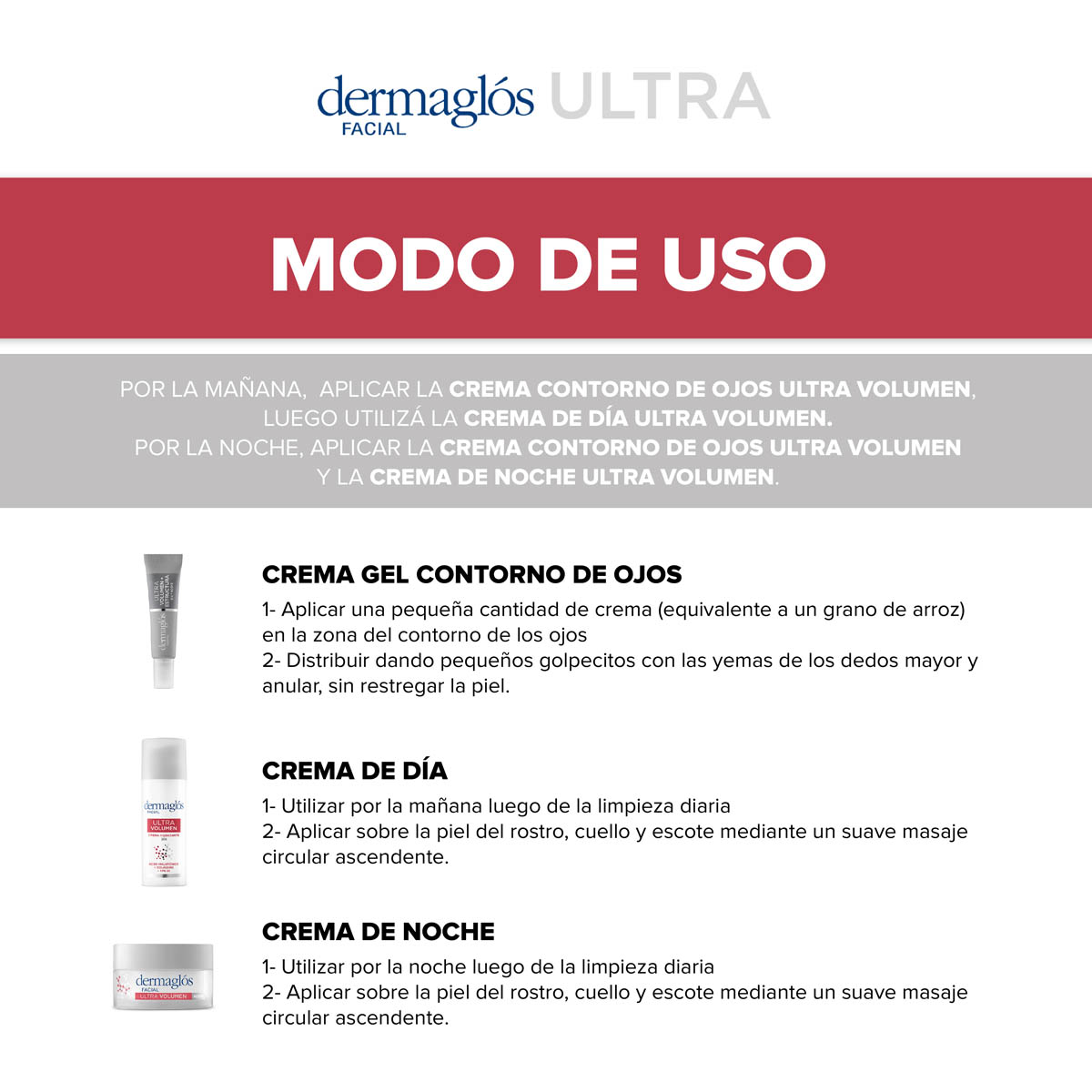 Kit Facial Dermaglós Ultra Volumen Crema Día Noche Ojos image number 4