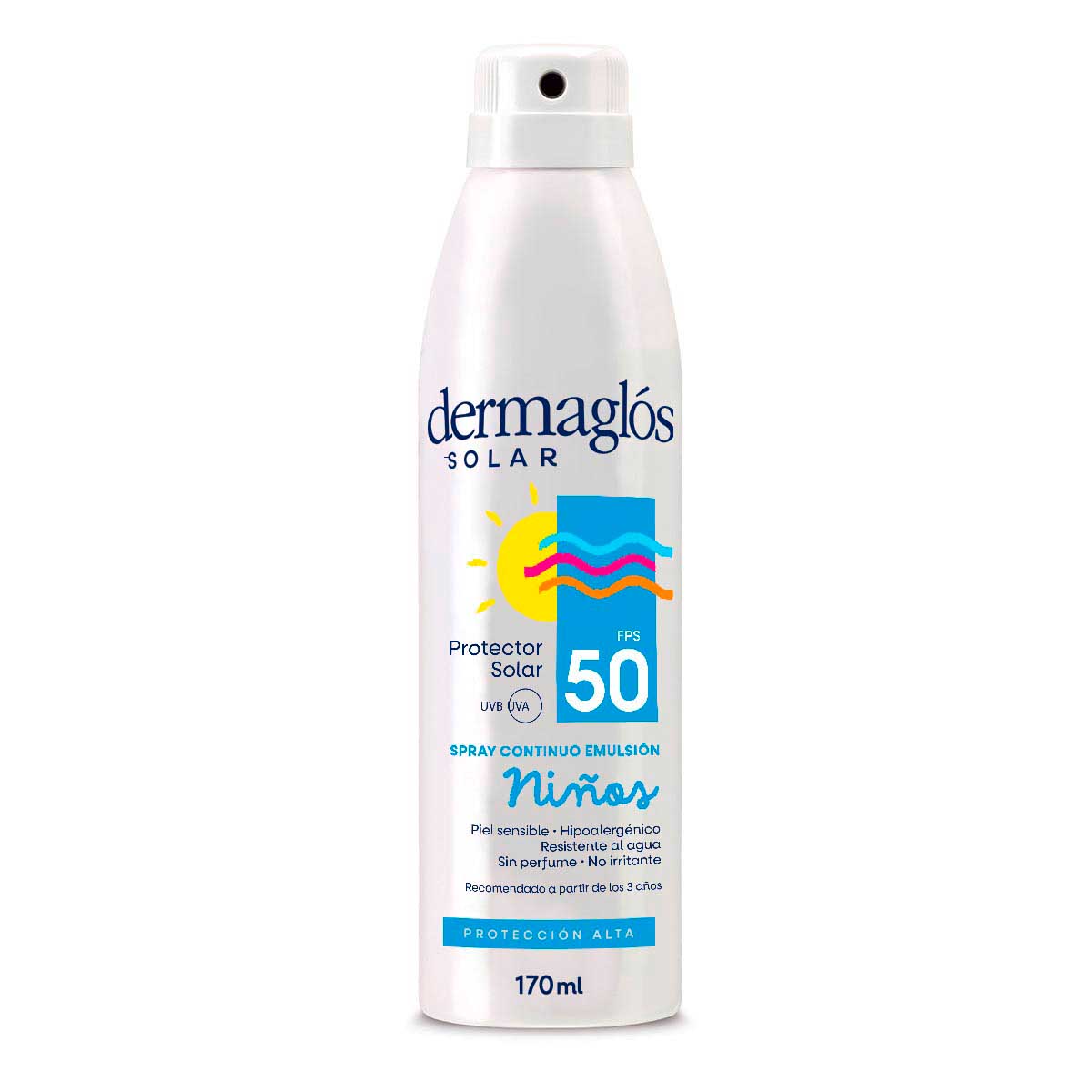 Protector Solar Ni&ntilde;os Dermagl&oacute;s FPS 50 spray continuo 170 ml image number 0