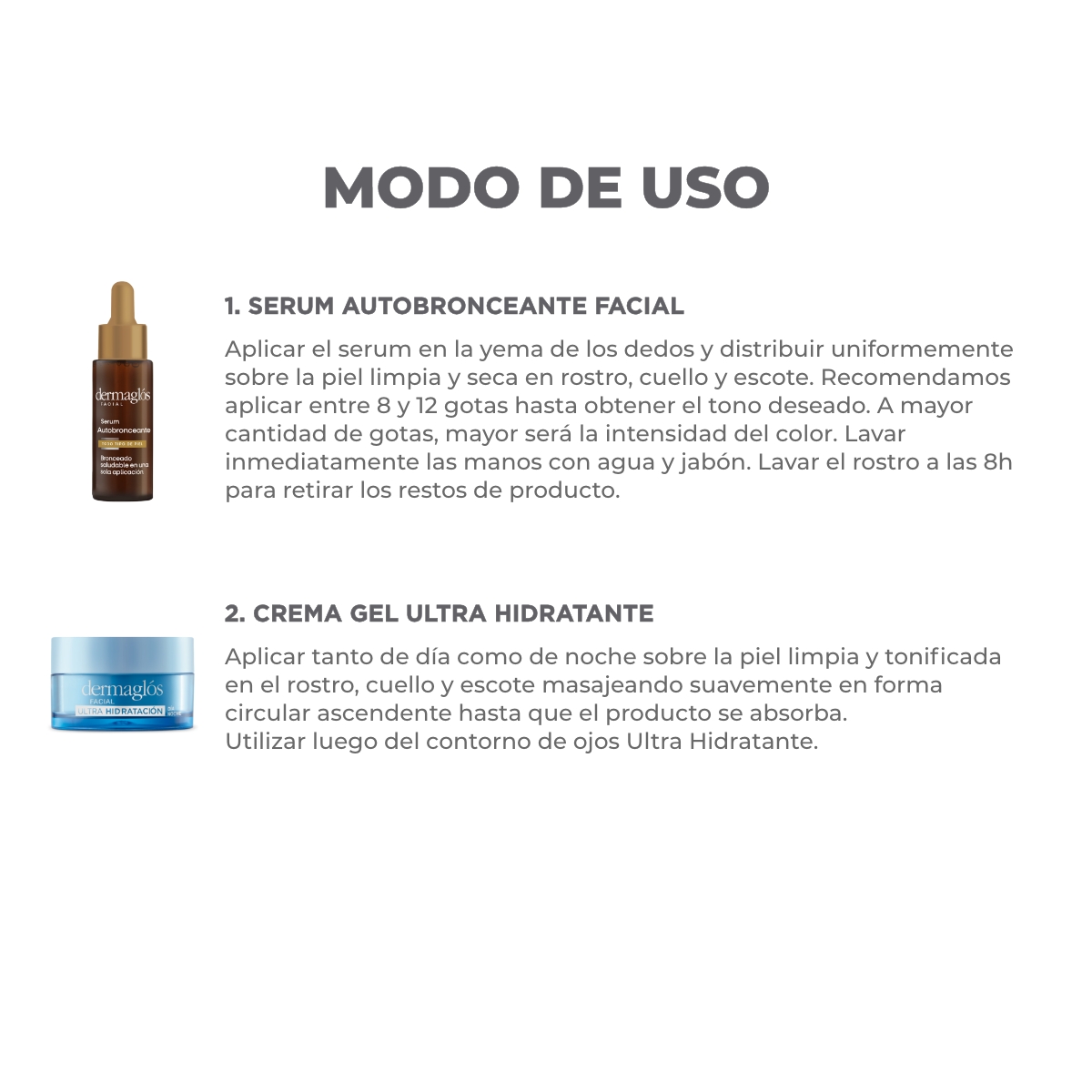 Kit Facial Dermaglós Autobronceante + Crema Ultra Hidratación image number 2