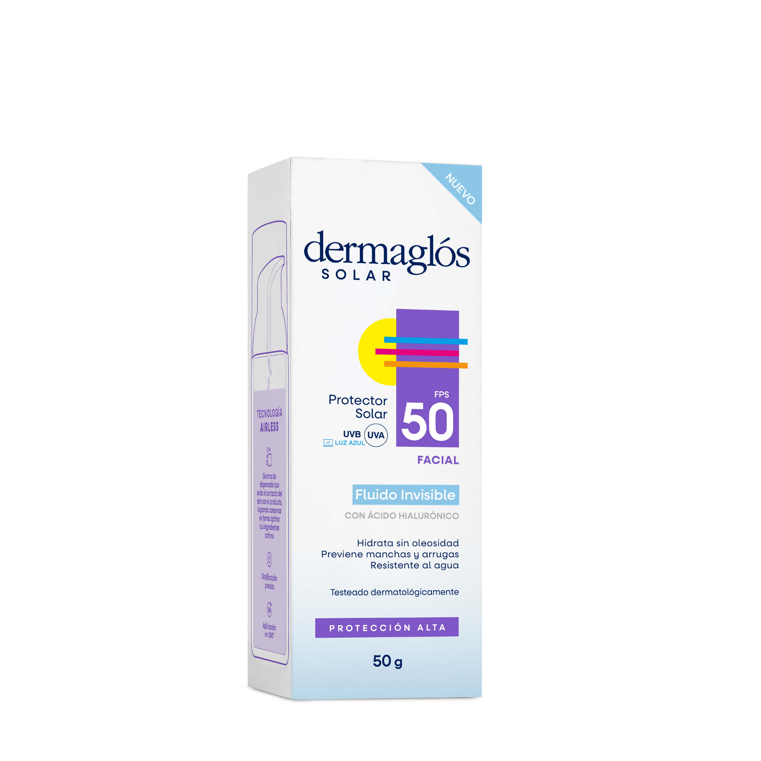 Dermaglós Solar Protector Solar con FPS 50 Fluido Facial Emulsión por 50 g image number 2