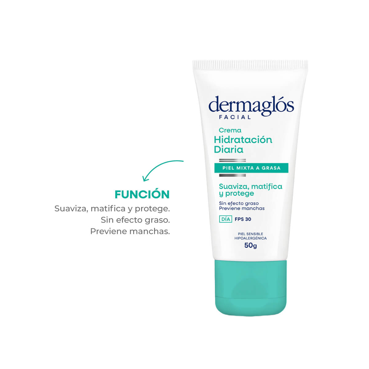 Crema Facial Hidratante Matificante D&iacute;a Dermagl&oacute;s Piel Mixta a Grasa FPS 30 50 g image number 5