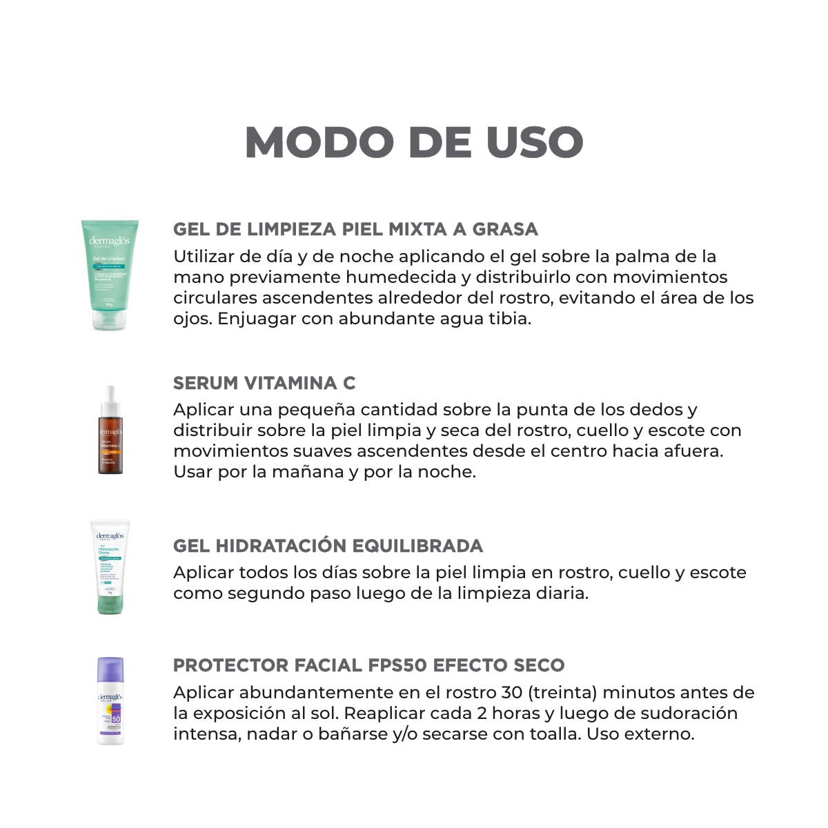 Kit Facial Dermagl&oacute;s Rutina Piel Mixta a Grasa + Serum Vit C image number 2