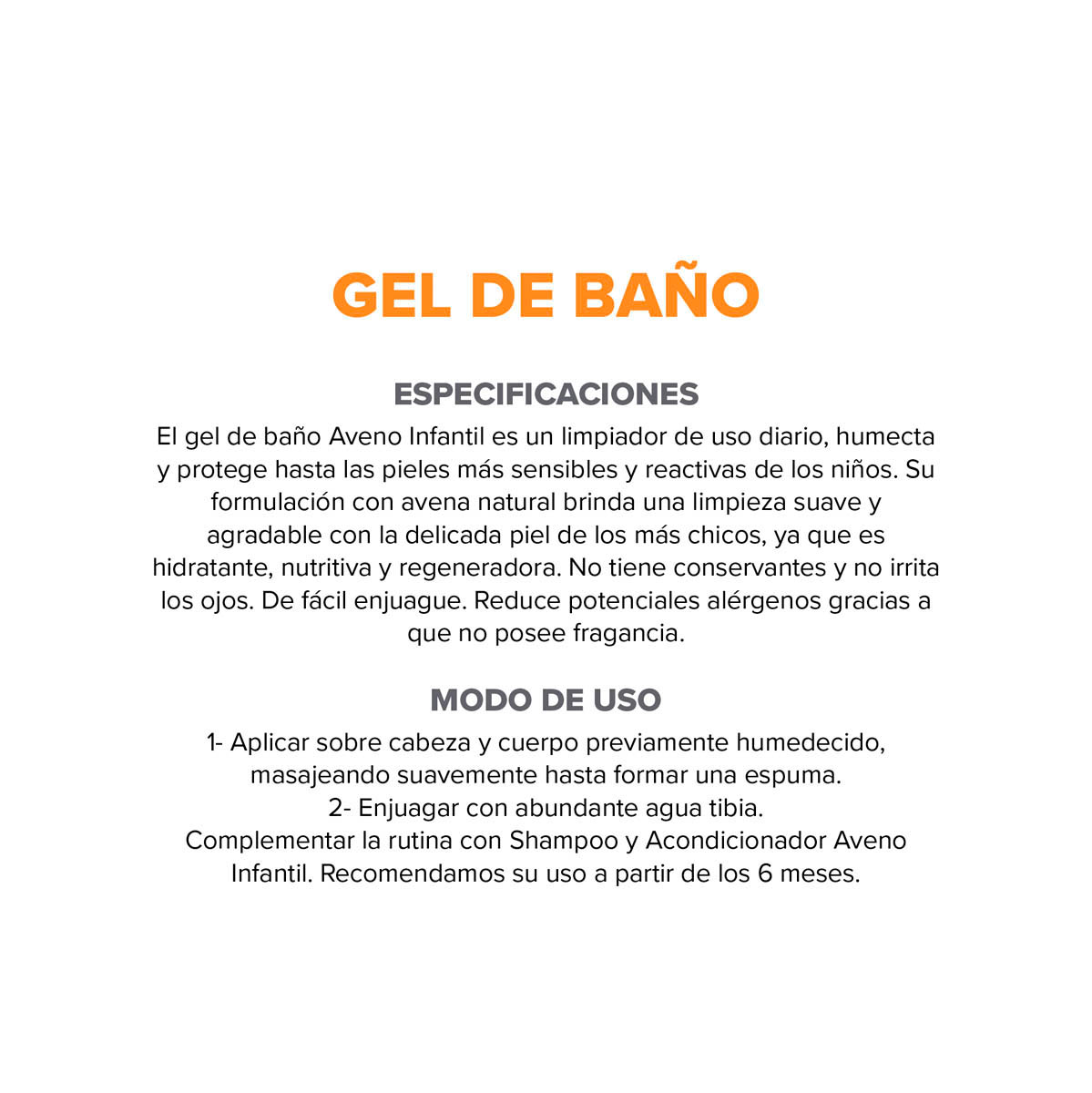 Aveno Infantil Gel de Ba&ntilde;o de Uso Diario 250 g image number 6