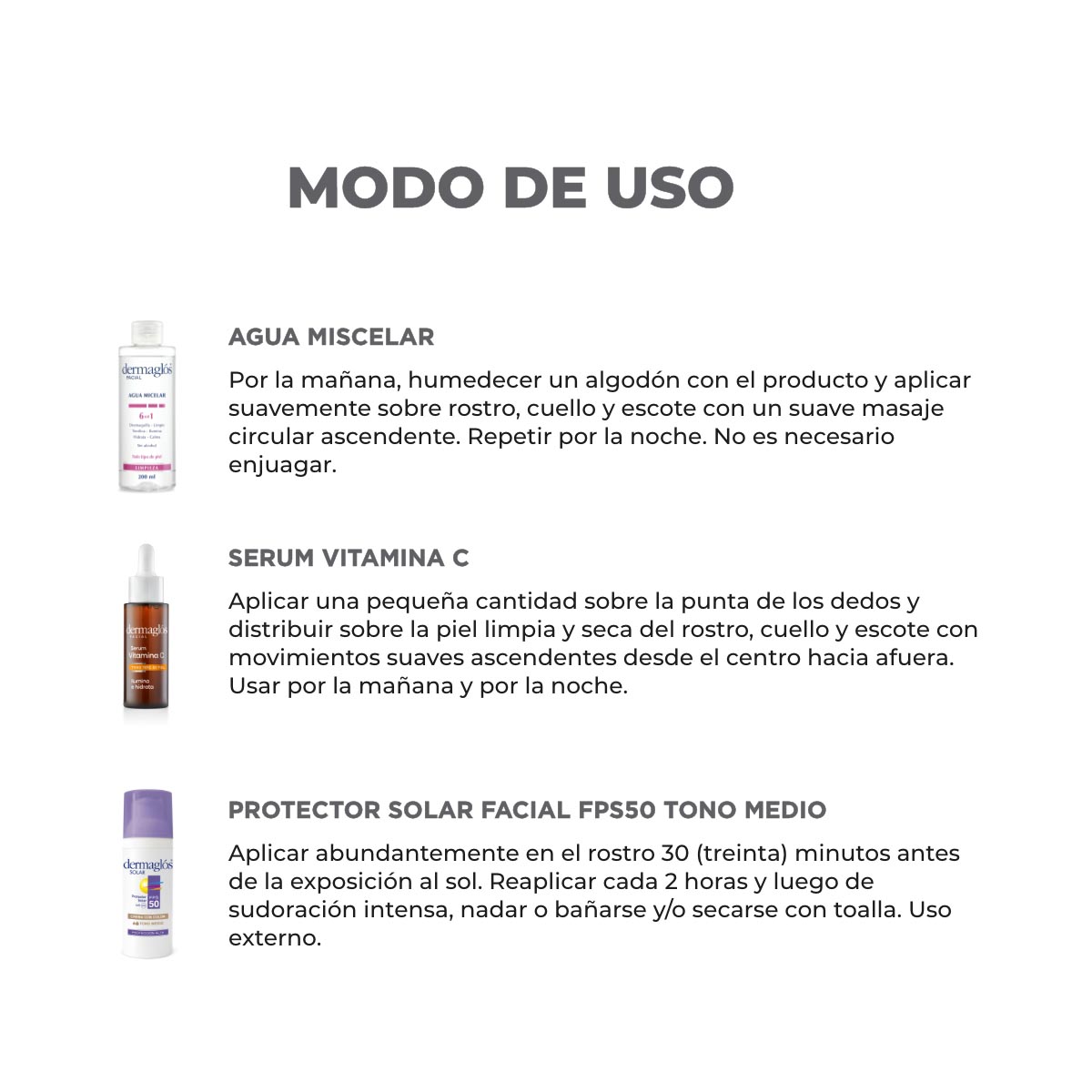 Kit Facial Dermaglós Serum Vit. C Protector Solar Tono Medio image number 3