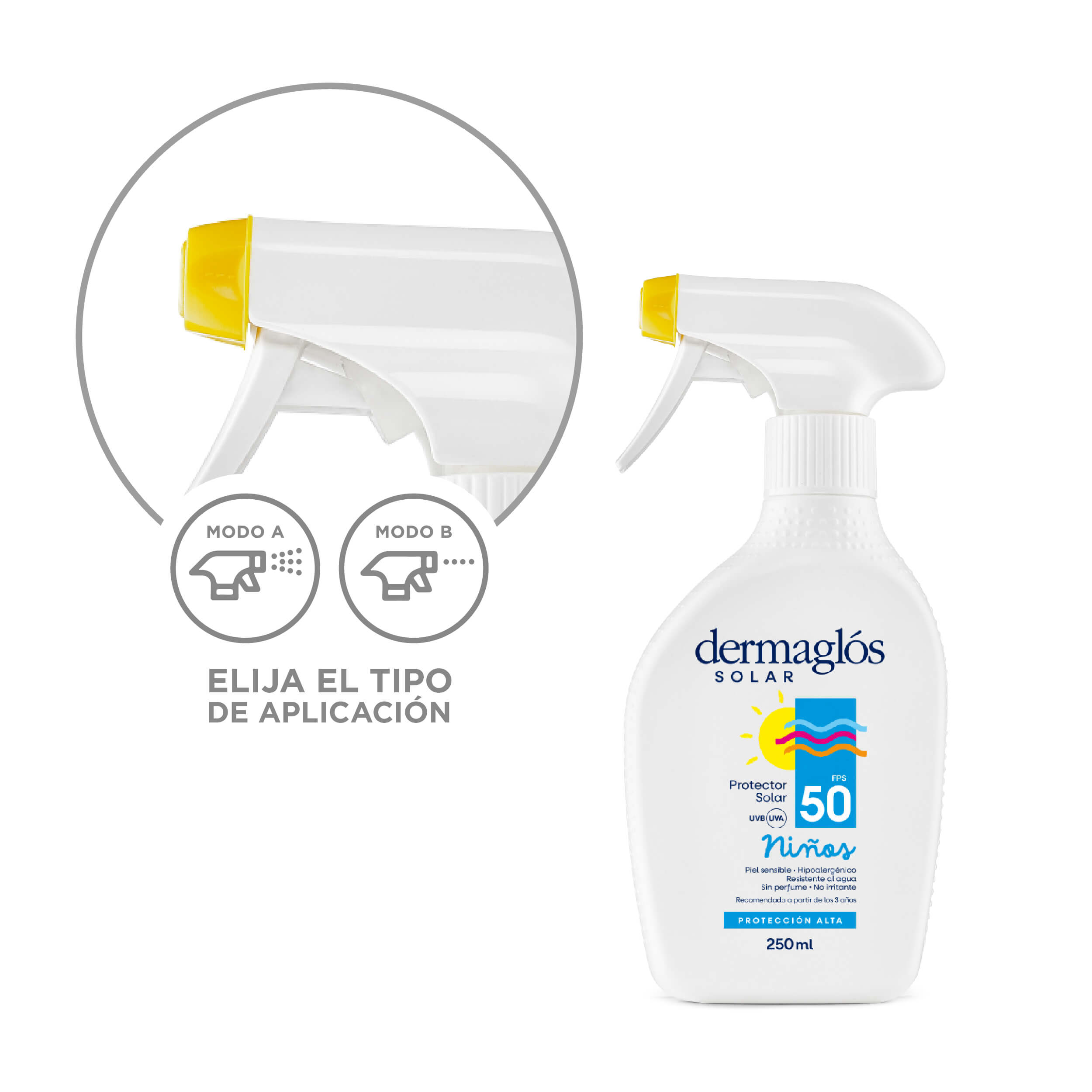 Protector Solar Ni&ntilde;os Dermagl&oacute;s FPS 50 Gatillo 250 ml image number 2
