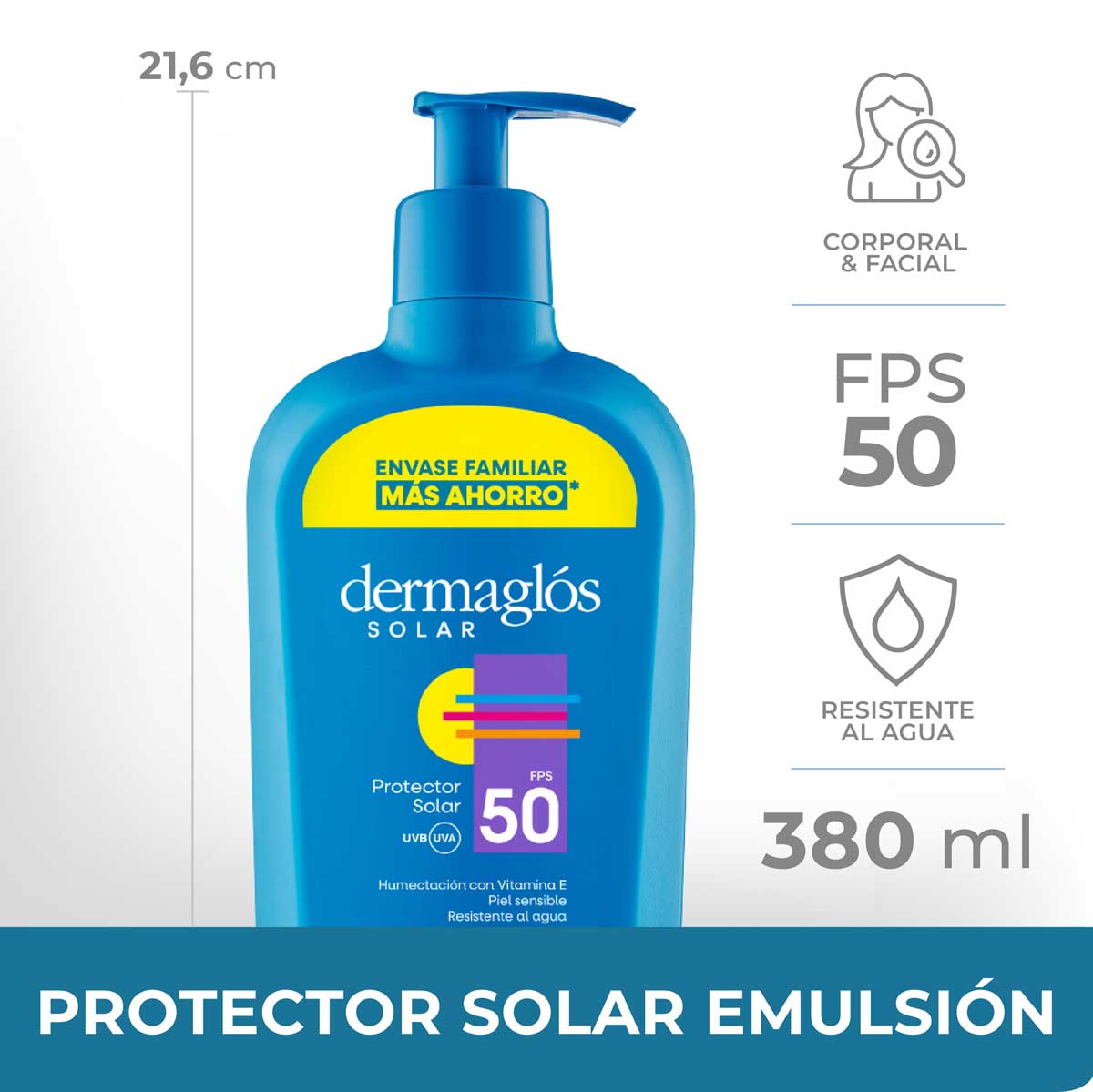  Dermagl&oacute;s Solar Protector Solar con FPS 50 380 ml image number 2
